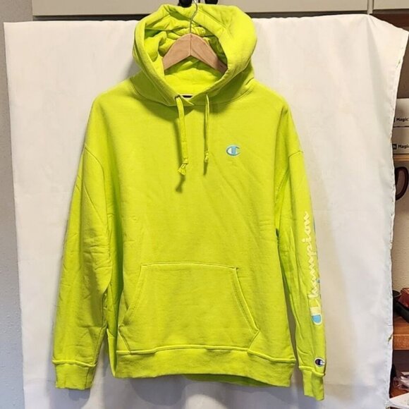 Champion‎ Women's Size 1X Neon Green Hoodie Long Sleeve Drawstring Hood Closure - Picture 1 of 8